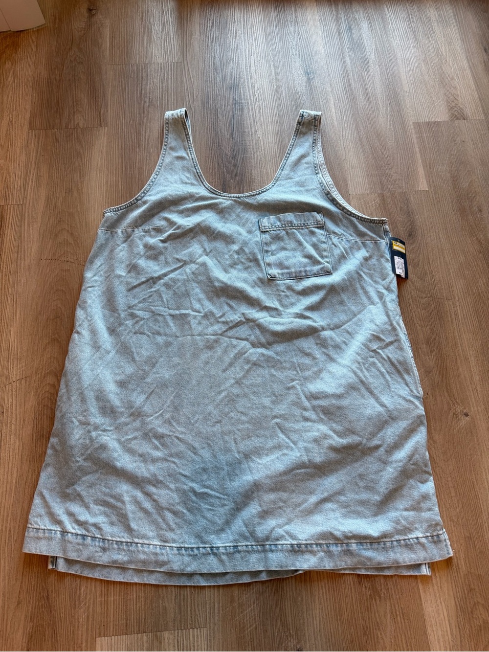 Light Blue Denim Tank Dress with Pocket